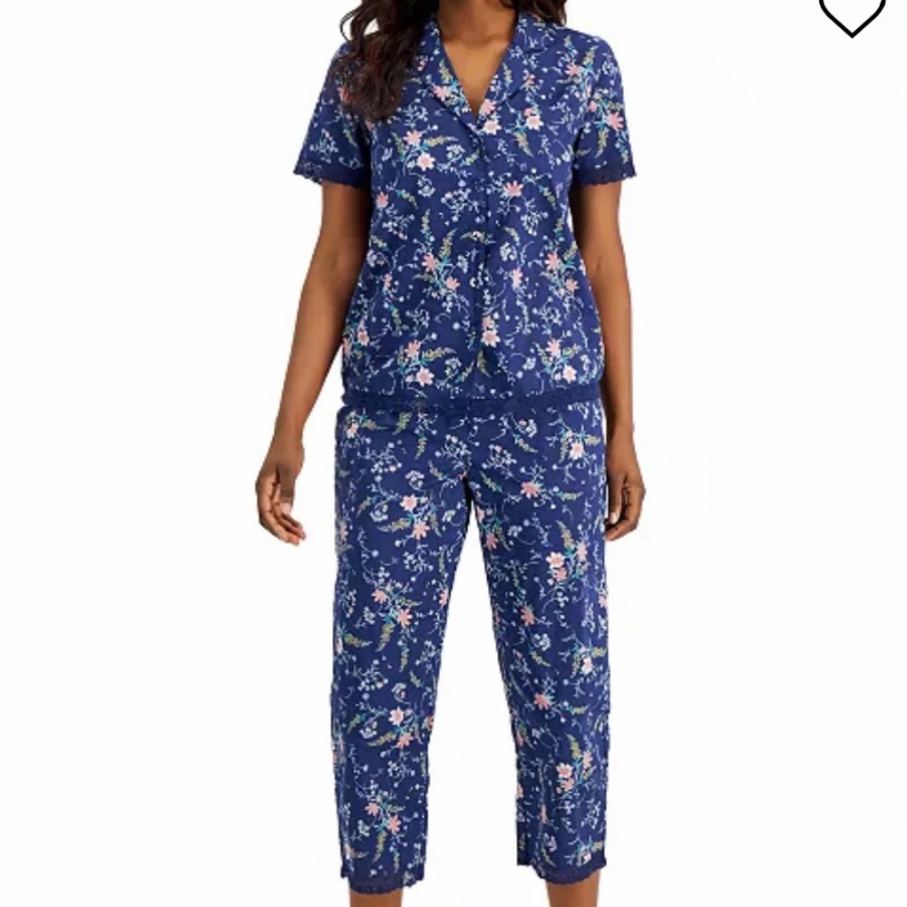 Charter club navy floral pajama set sz XXL NWT